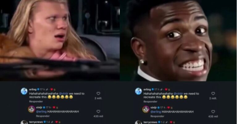 El cómico guiño de Vinicius a Erling Haaland que fue tendencia en redes sociales