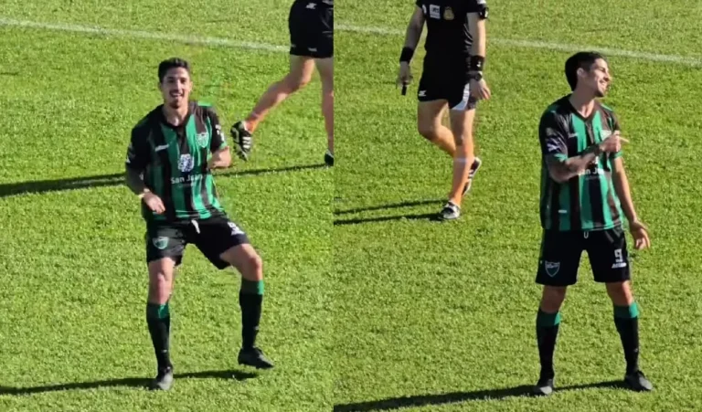 El “farmeo de aura” de Nazareno Fúnez en el festejo del tercer gol de San Martín
