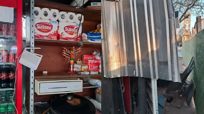 Robaron un kiosco cerca de la Plaza de Desamparados y provocaron graves destrozos