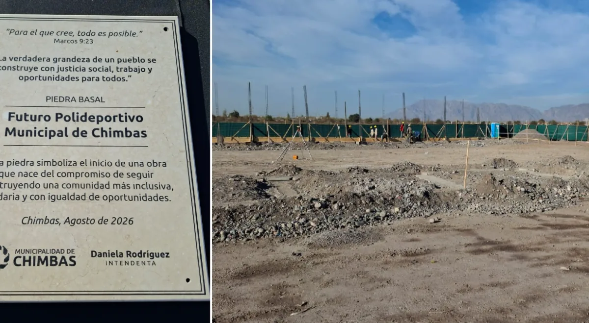 Chimbas tendrá un nuevo Polideportivo: colocaron la piedra basal y estiman inaugurarlo a fin de año