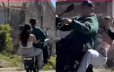 Peligrosa maniobra en Catamarca: una pareja hizo un “willy” en moto con un bebé en brazos