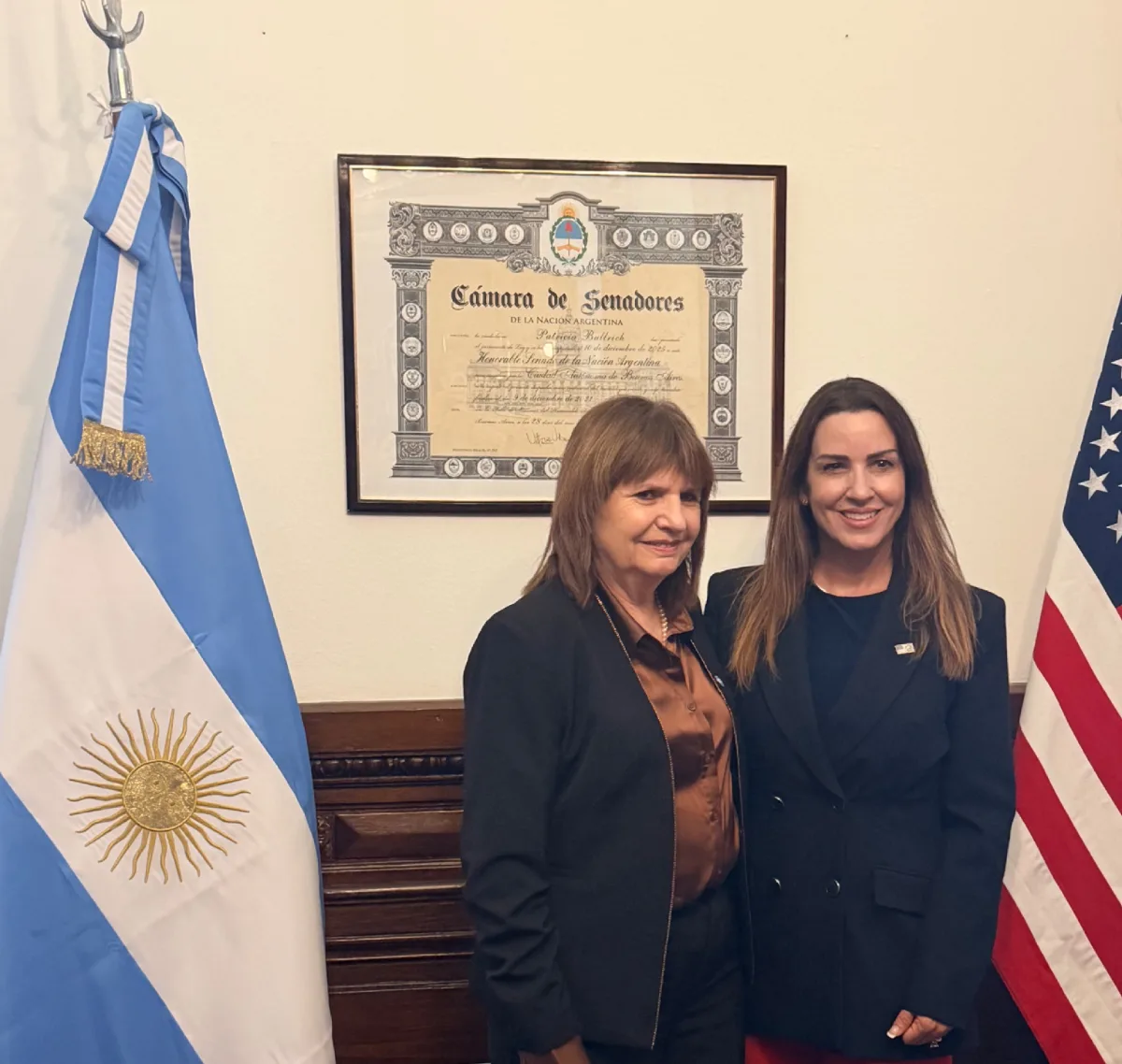 Bullrich recibió en el Senado a la funcionaria anti-drogas de Trump