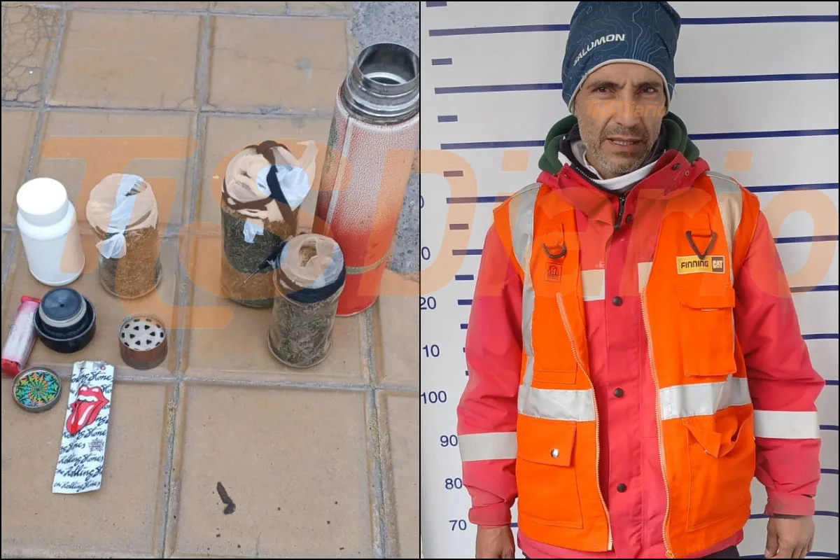 Siguió al colectivo de su ex para acosarla, la Policía lo atrapó y le hallaron 244 gramos de marihuana en un termo de mate