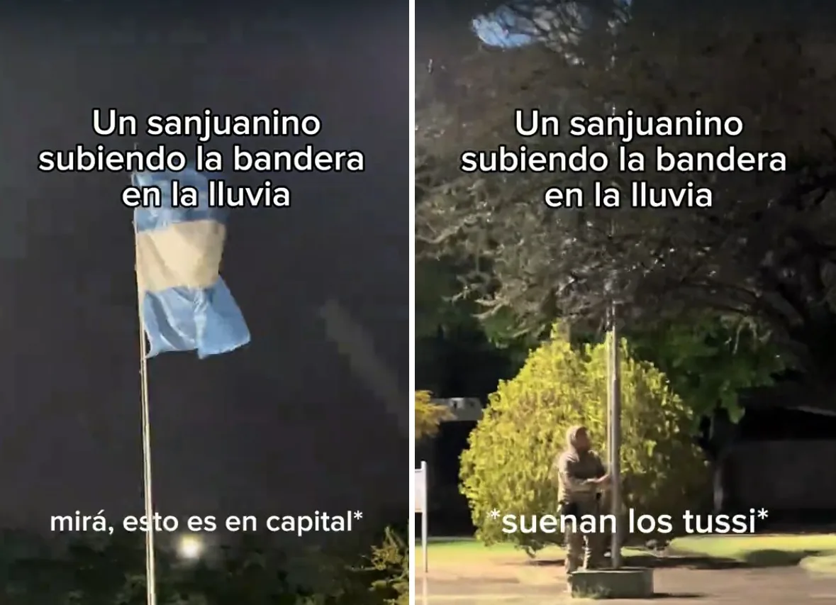 En medio de la lluvia y el viento, un policía del GERAS protagonizó un emotivo momento
