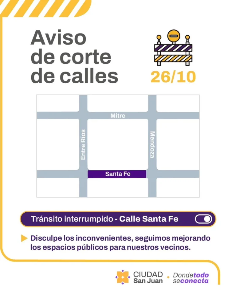 Repavimentarán calle Santa Fe y habrá cortes parciales de tránsito este lunes